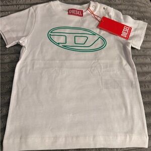 Diesel White Tee with Green Emblem